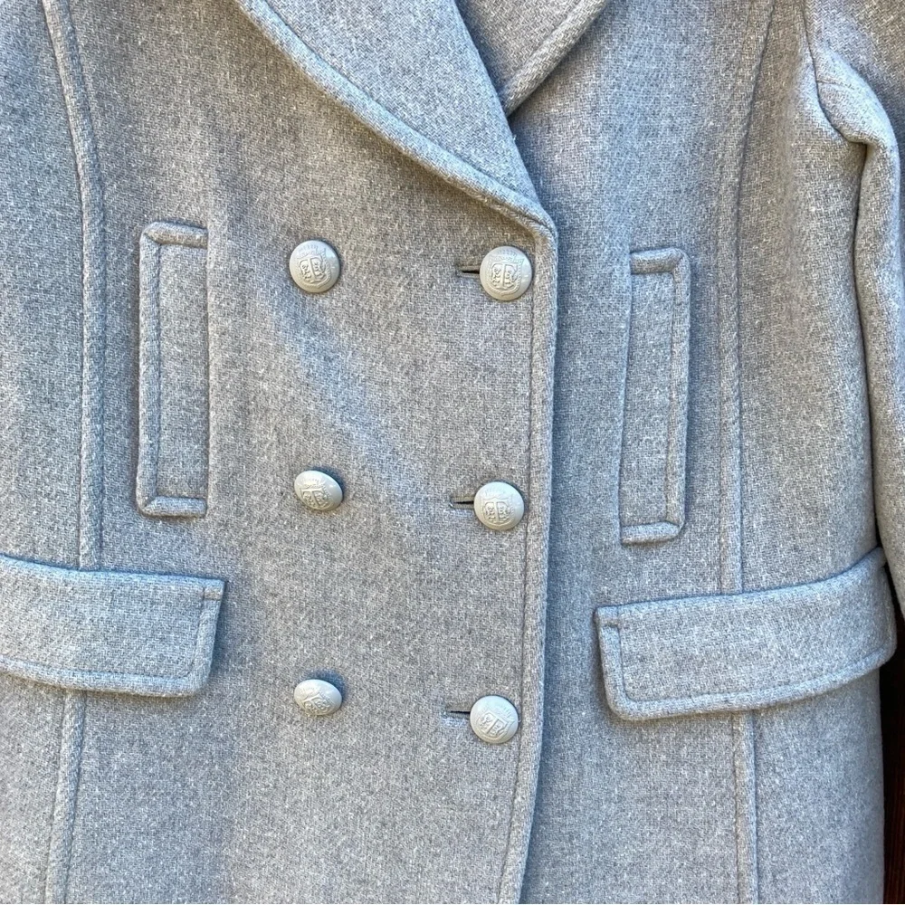 NWT Talbots light Grey Womens Double Breasted Pea Coat size 8 medium - Picture 3 of 14